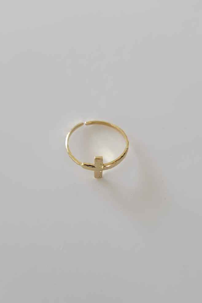 Suivez-moi ~ Bague croix ~ Or réglable