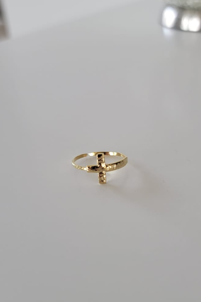 Suivez-moi ~ Bague croix ~ Or réglable