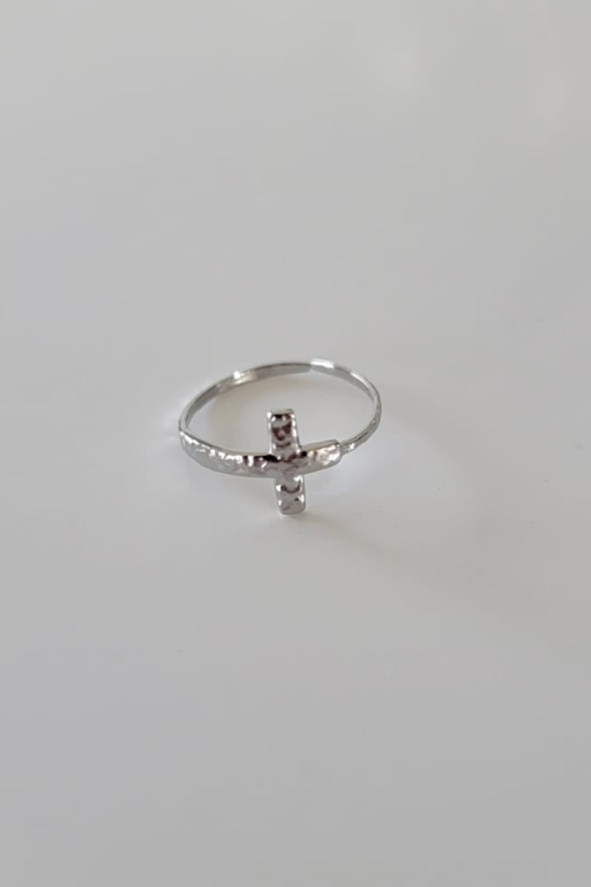 Suivez-moi ~ Bague croix ~ Argent réglable