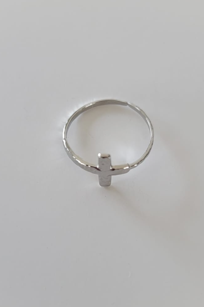 Suivez-moi ~ Bague croix ~ Argent réglable
