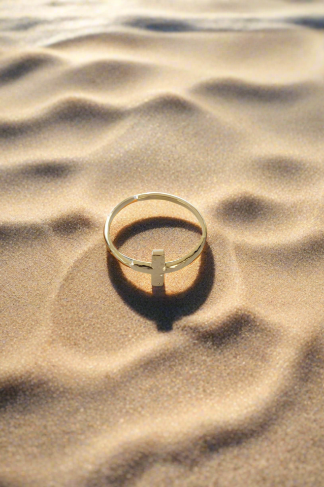 Suivez-moi ~ Bague croix ~ Or réglable
