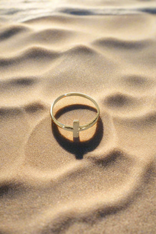 Follow Me  ~  Cross ring  ~  Gold adjustable