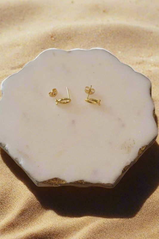 Fishers of Men  ~  small stud fish earrings in gold