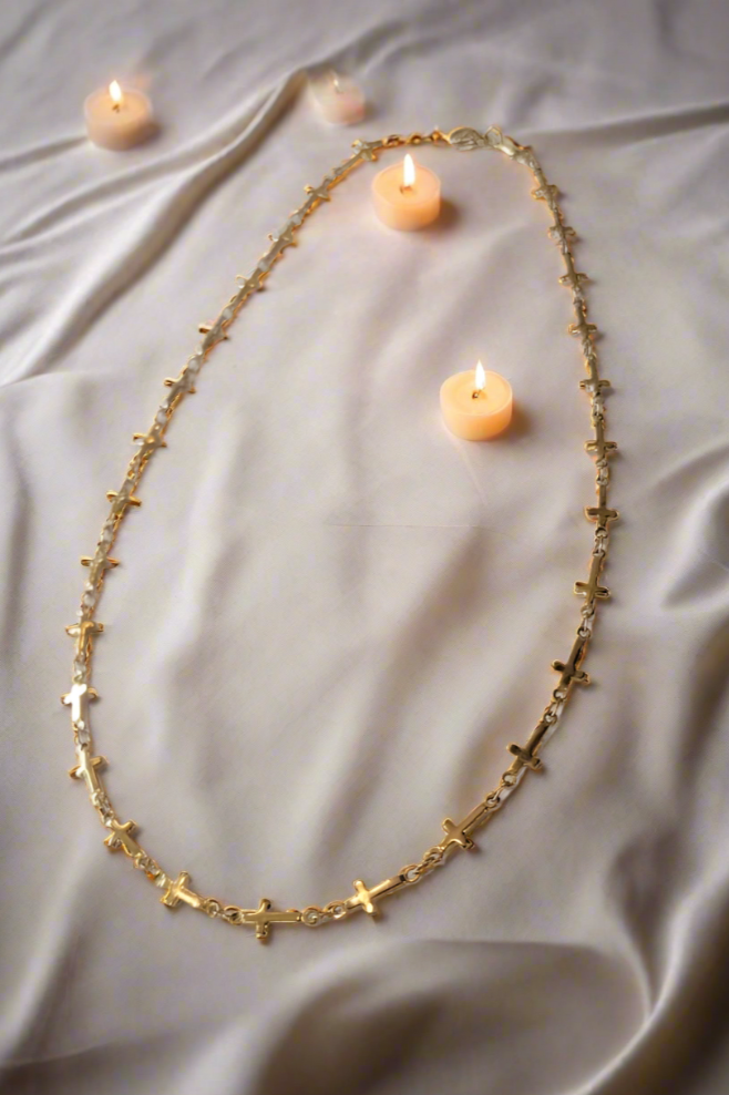 Cross My Heart ~ Collier avec fermoir mousqueton 17,9 pouces en or