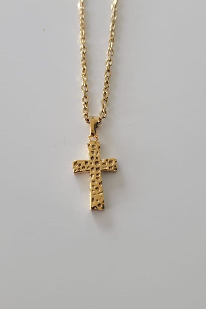 Sans honte ~ Ensemble collier et pendentif croix OR