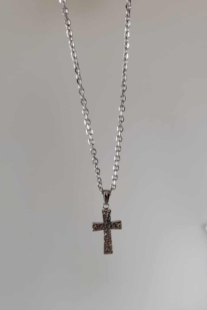 Sans honte ~ Ensemble collier et pendentif croix ARGENT