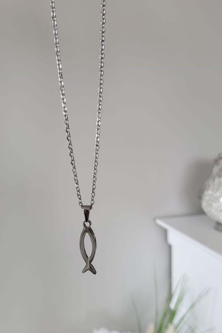 Ensemble collier et pendentif 5K Fish ~ en ARGENT