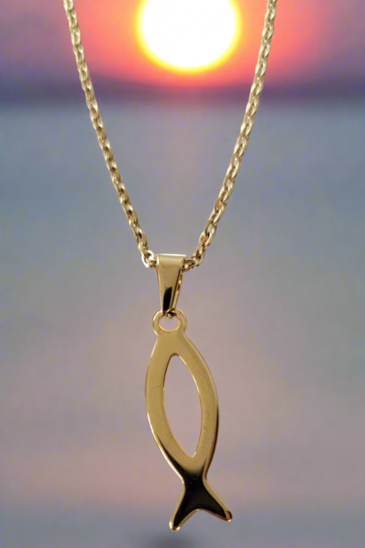 Ensemble collier et pendentif poisson 5K ~ en OR
