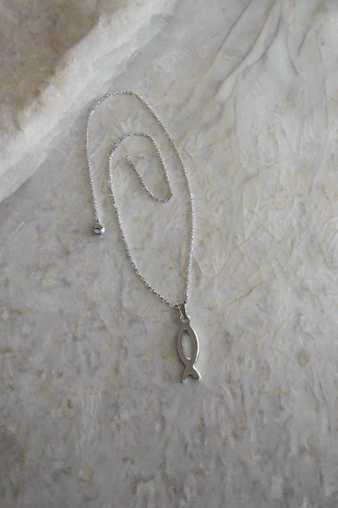 Ensemble collier et pendentif 5K Fish ~ en ARGENT