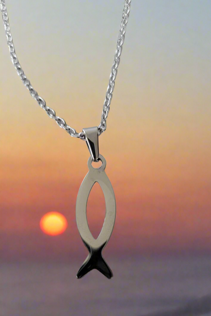 Ensemble collier et pendentif 5K Fish ~ en ARGENT