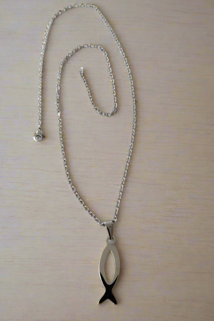 Ensemble collier et pendentif 5K Fish ~ en ARGENT