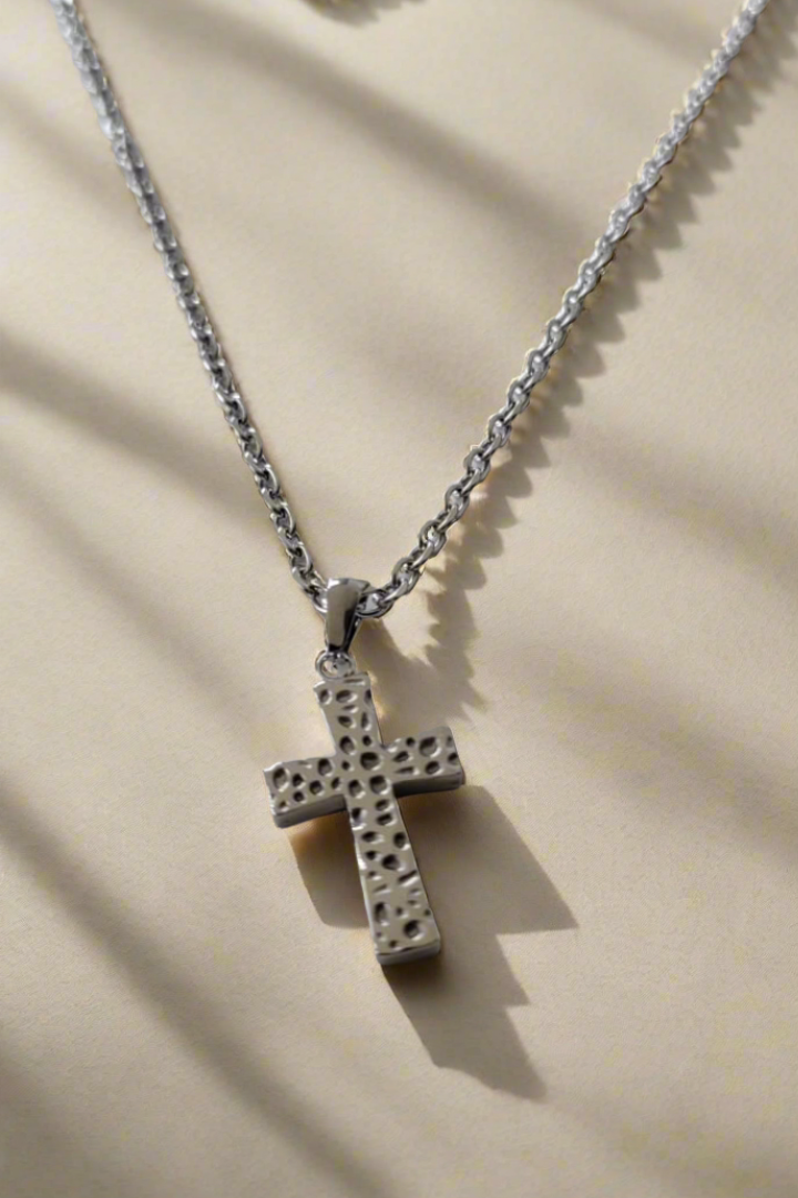 Sans honte ~ Ensemble collier et pendentif croix ARGENT