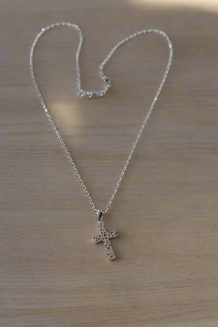 Sans honte ~ Ensemble collier et pendentif croix ARGENT