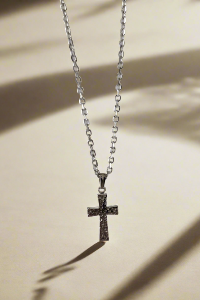 Sans honte ~ Ensemble collier et pendentif croix ARGENT