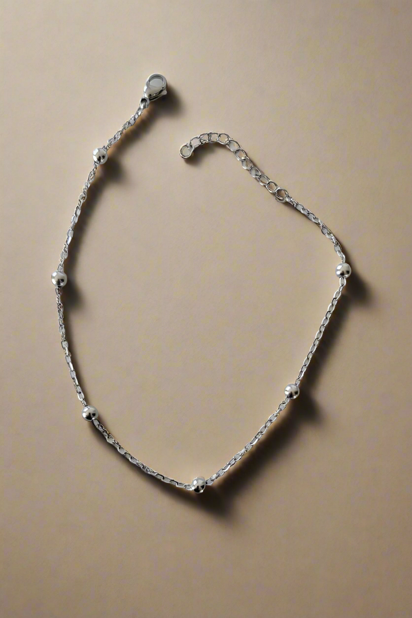 Bracelet de cheville Cally ~ Bracelet de cheville à perles en argent