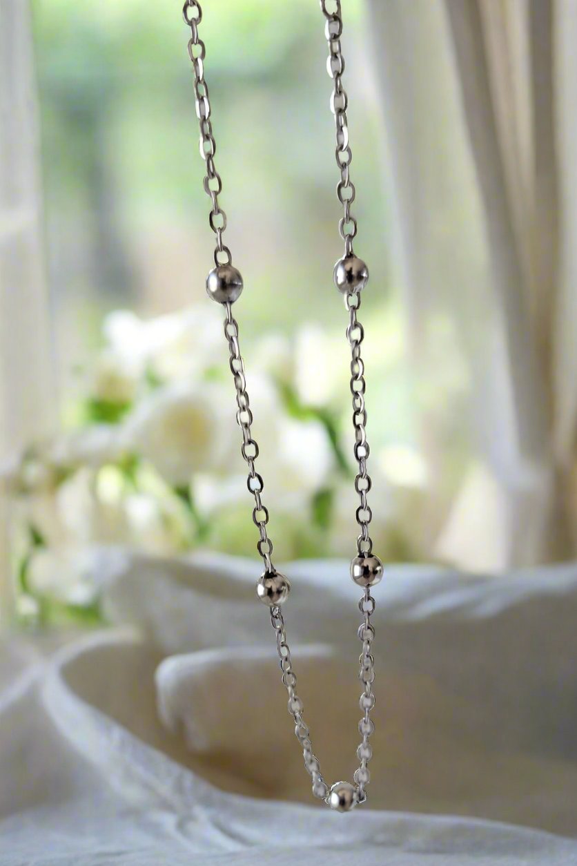 Bracelet de cheville Cally ~ Bracelet de cheville à perles en argent