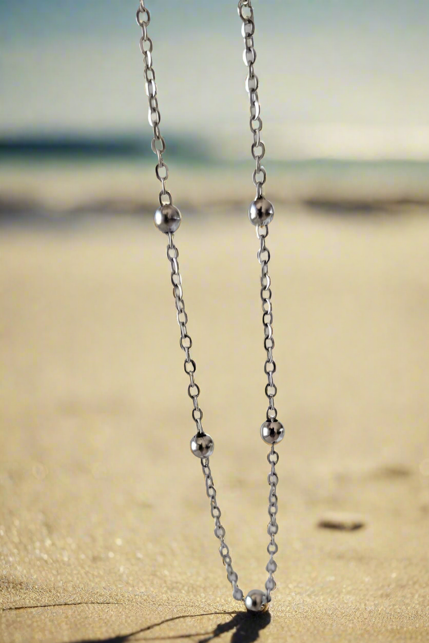 Bracelet de cheville Cally ~ Bracelet de cheville à perles en argent