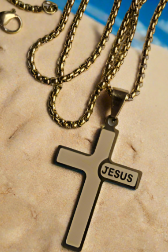 Ensemble pendentif croix de Jésus avec collier
