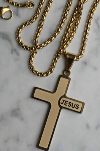 Ensemble pendentif croix de Jésus avec collier